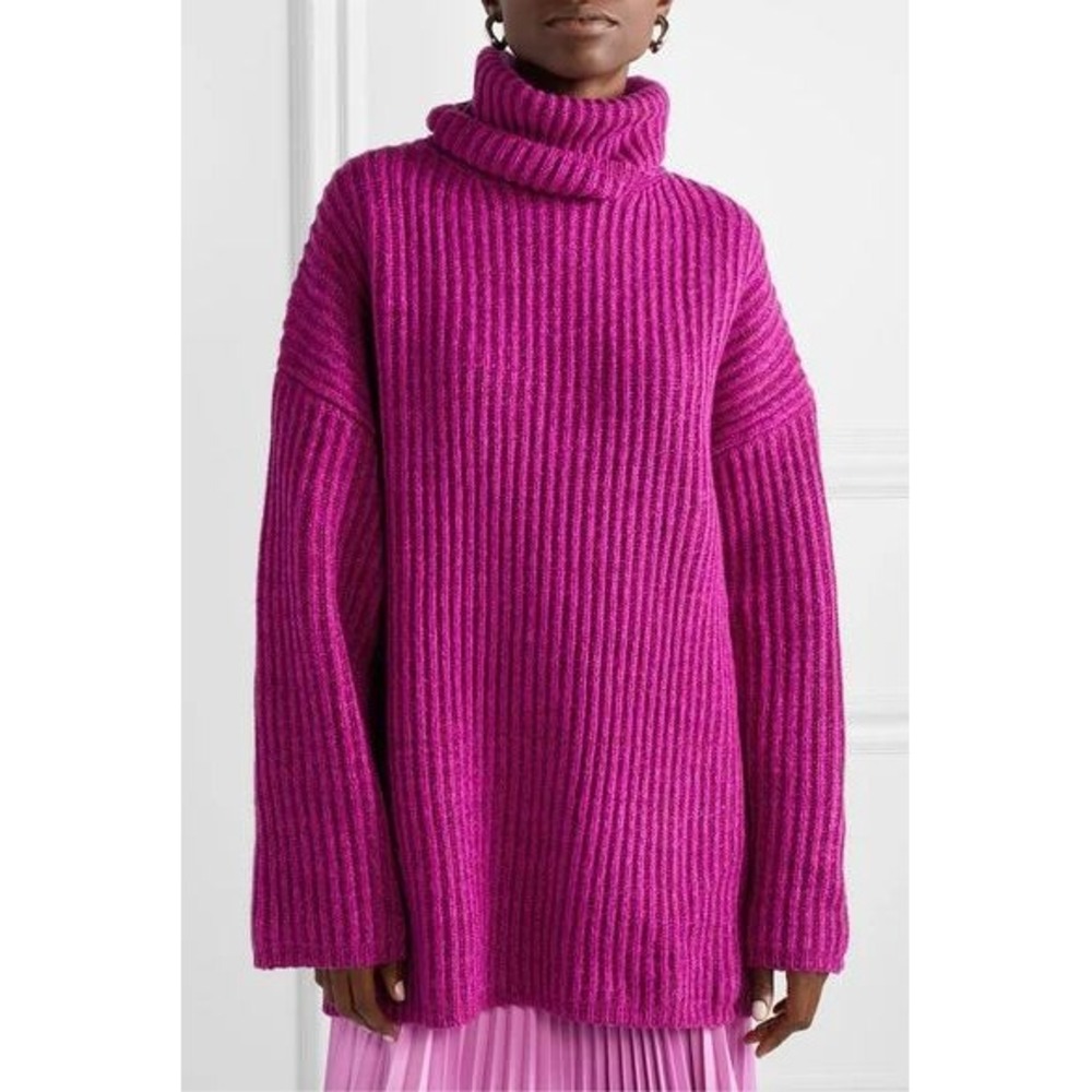 Acne Studios Acne Studios Disa Wool Oversized Turtleneck Sweater Magenta Pink XS